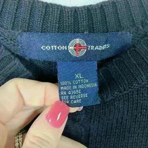 Vintage 90s Cotton Traders Men’s Sweater Sz XL Stripped Navy Maroon Forest Green - Picture 2 of 7